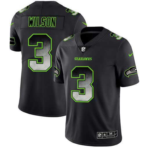 Men Seattle Seahawks 3 Wilson Nike Teams Black Smoke Fashion Limited NFL Jerseys